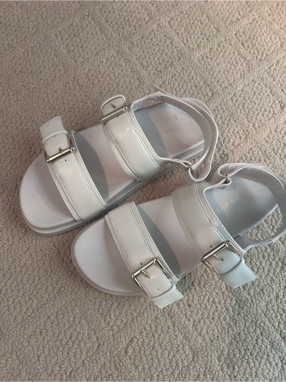 Kids White Buckle Strap Sandals